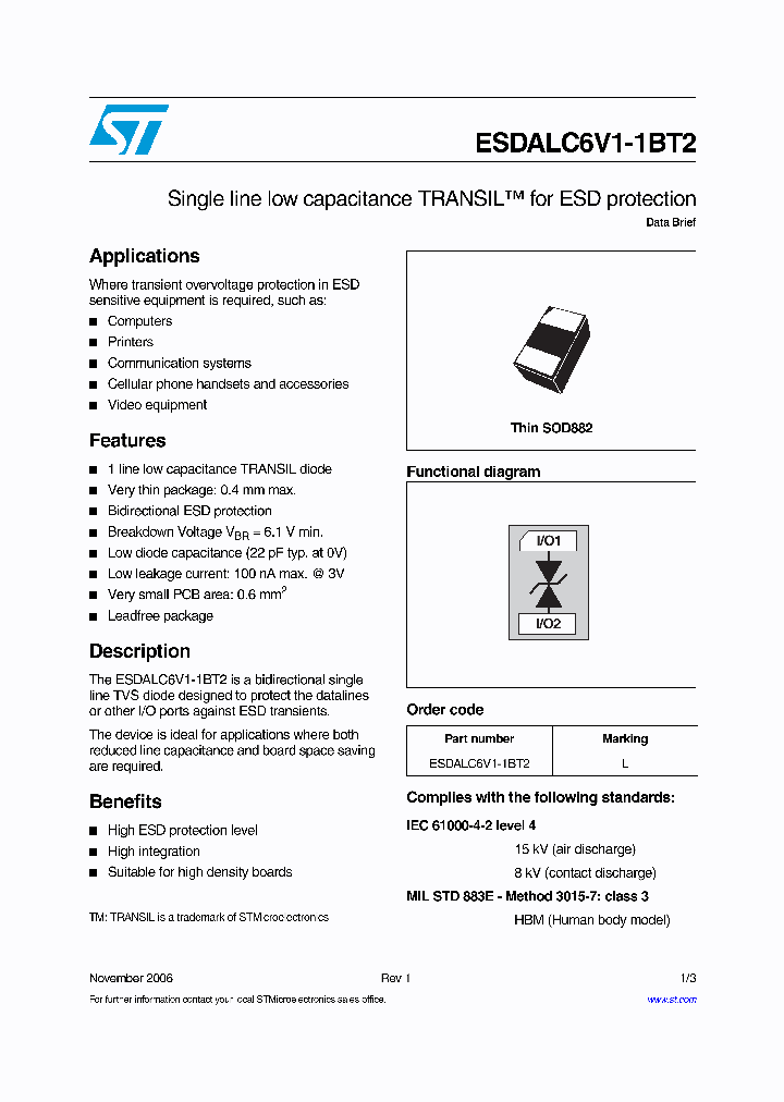 ESDALC6V1-1BT2_4155324.PDF Datasheet