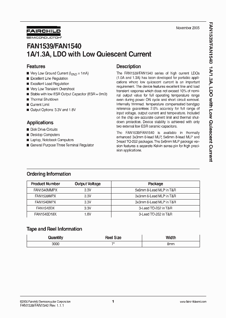 FAN1540MMPX_4106518.PDF Datasheet