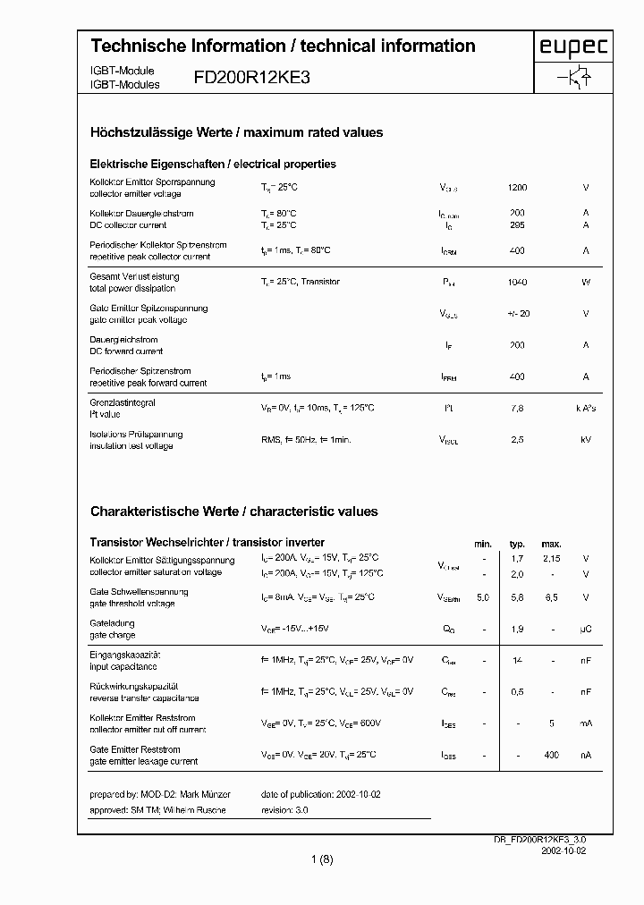 FD200R12KE3_4132711.PDF Datasheet