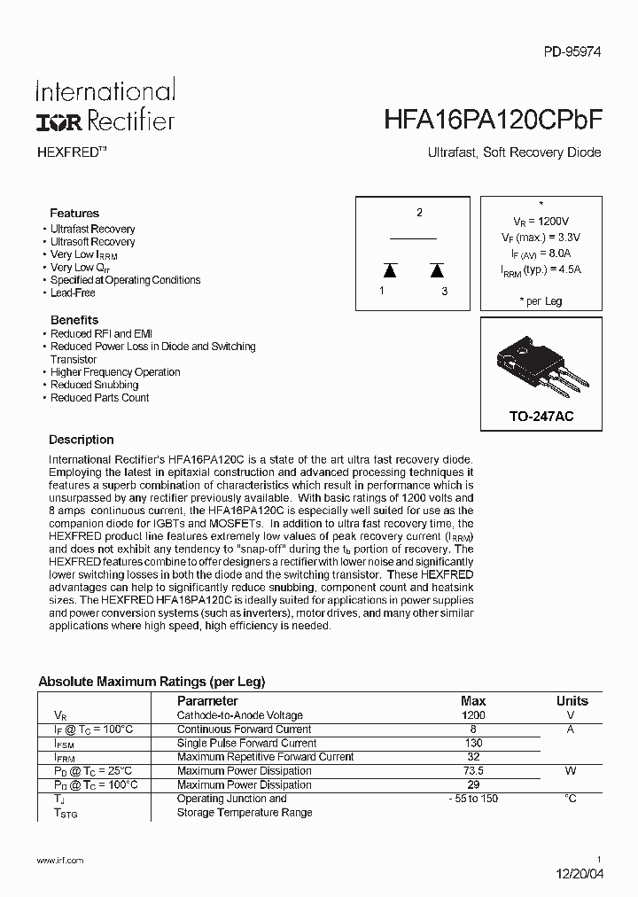 HFA16PA120CPBF_4135979.PDF Datasheet