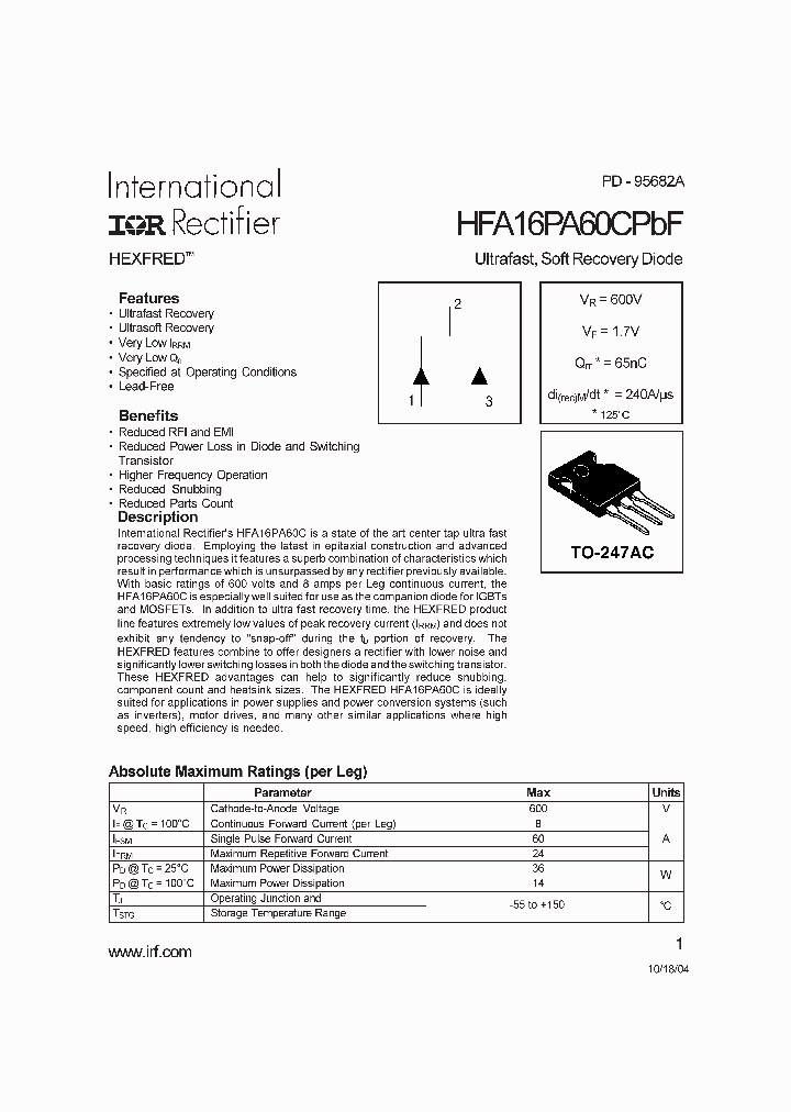 HFA16PA60CPBF_4124638.PDF Datasheet
