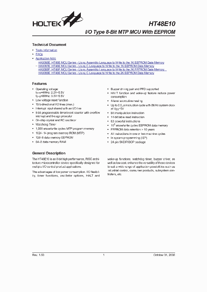 HT48E100610_4147297.PDF Datasheet