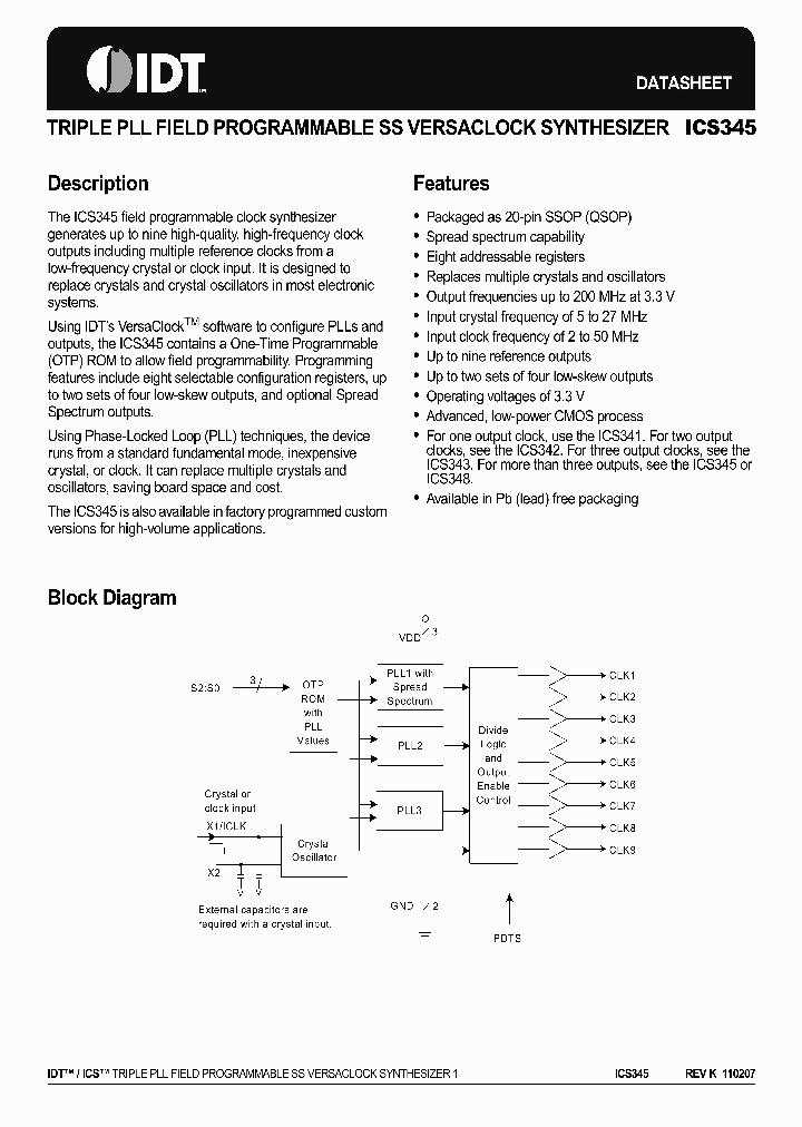 ICS345RP_4134995.PDF Datasheet