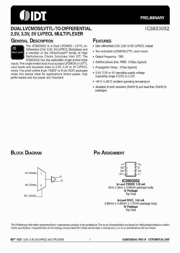 ICS853052AGLF_4145107.PDF Datasheet