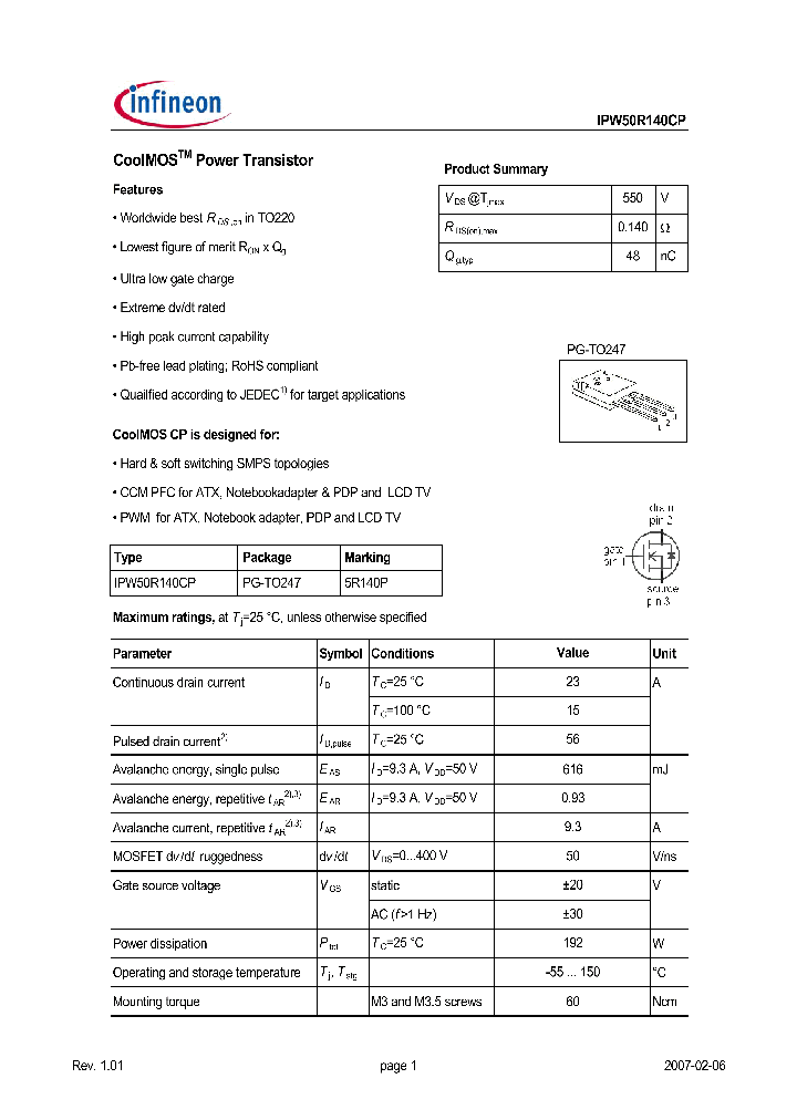 IPW50R140CP_4120580.PDF Datasheet