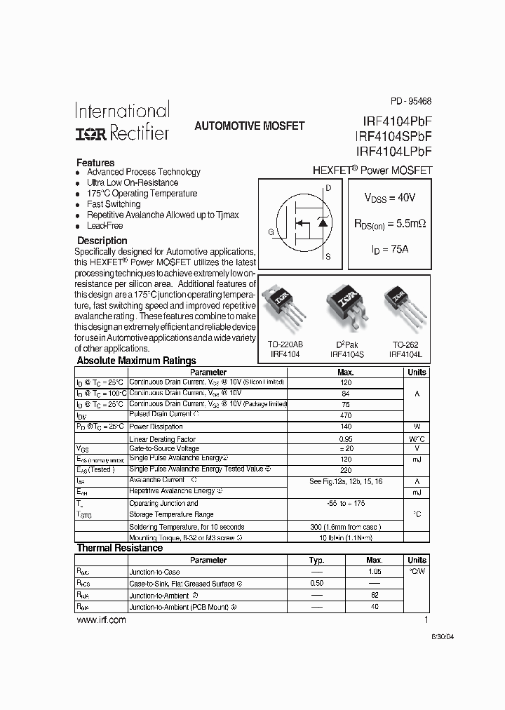 IRF4104LPBF_4114478.PDF Datasheet