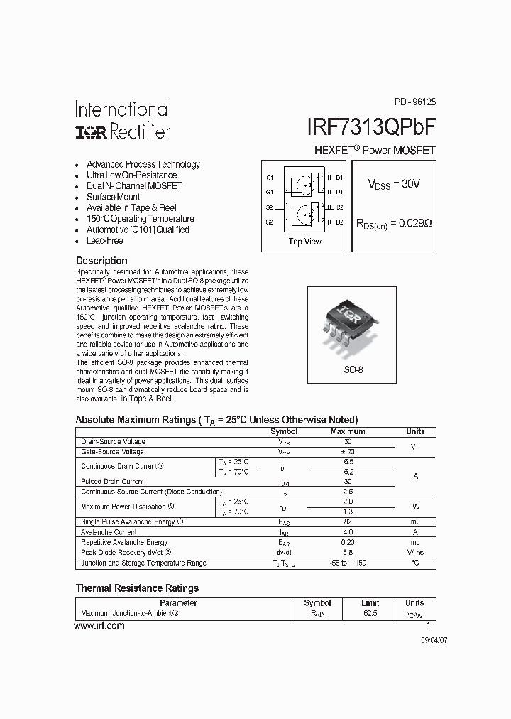 IRF7313QPBF_4127895.PDF Datasheet