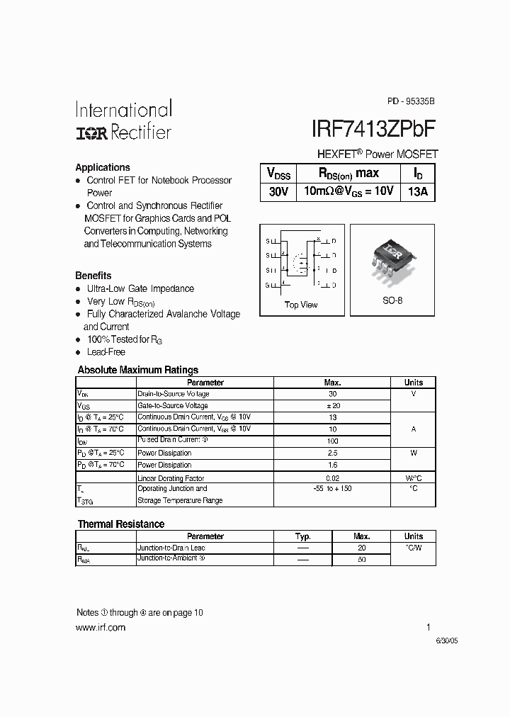 IRF7413ZPBF_4156854.PDF Datasheet