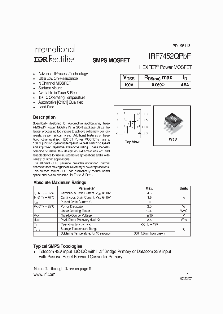 IRF7452QPBF_4127642.PDF Datasheet