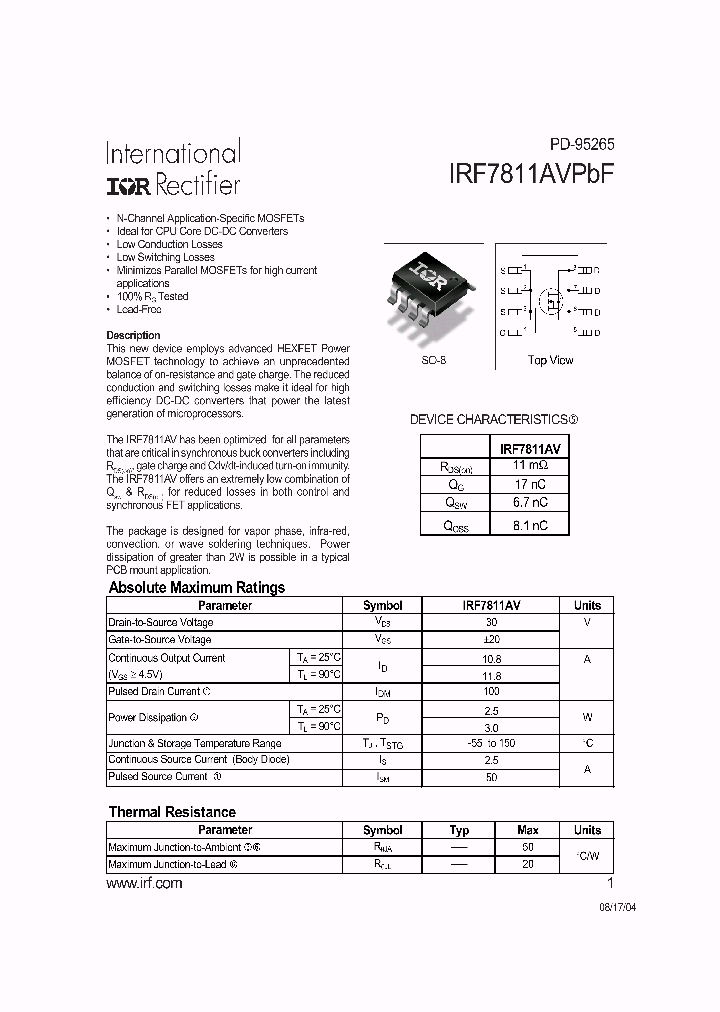 IRF7811AVPBF_4106676.PDF Datasheet