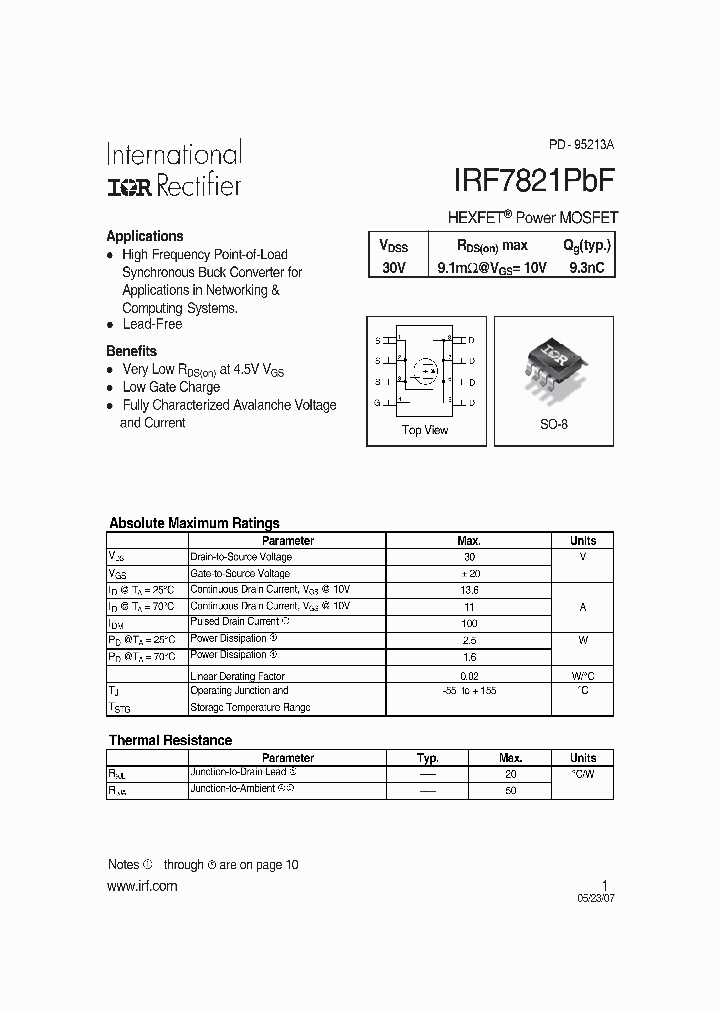 IRF7821PBF_4111389.PDF Datasheet