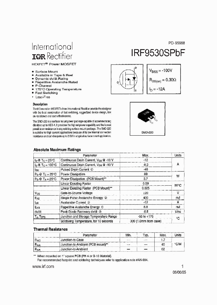 IRF9530SPBF_4117664.PDF Datasheet