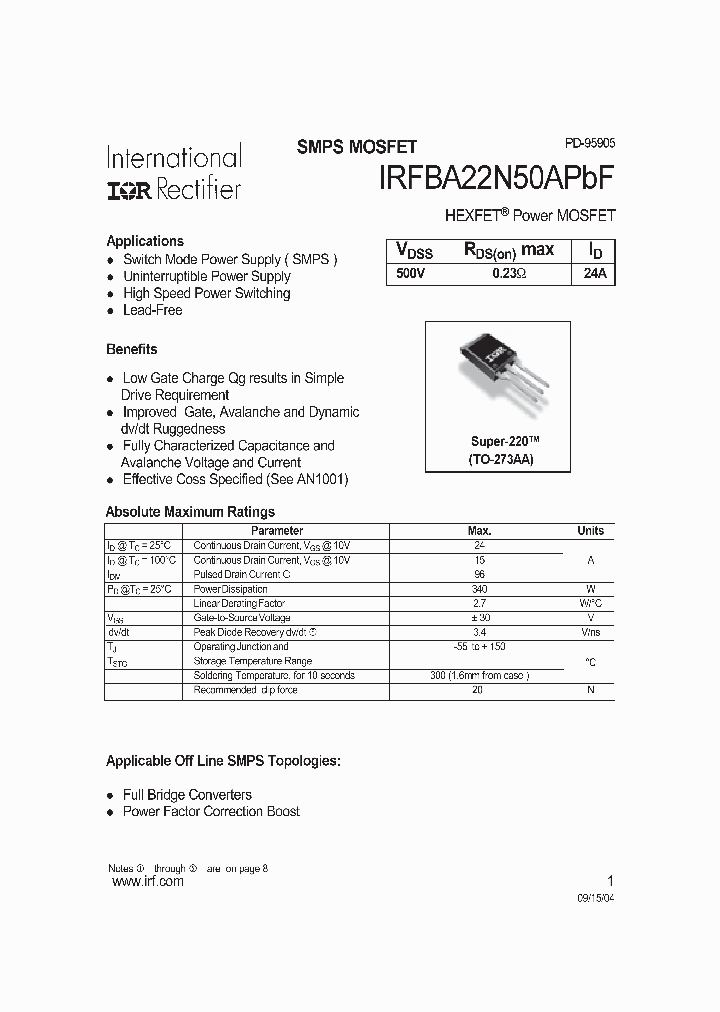 IRFBA22N50APBF_4120371.PDF Datasheet