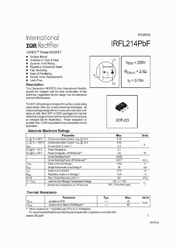 IRFL214PBF_4147233.PDF Datasheet