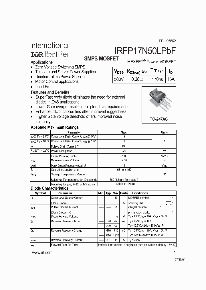 IRFP17N50LPBF_4115945.PDF Datasheet