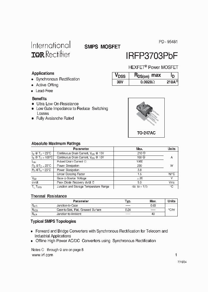 IRFP3703PBF_4114952.PDF Datasheet