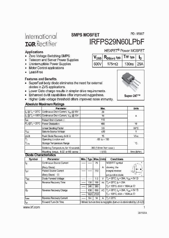 IRFPS29N60LPBF_4137267.PDF Datasheet