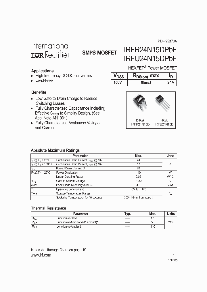 IRFU24N15DPBF_4138614.PDF Datasheet