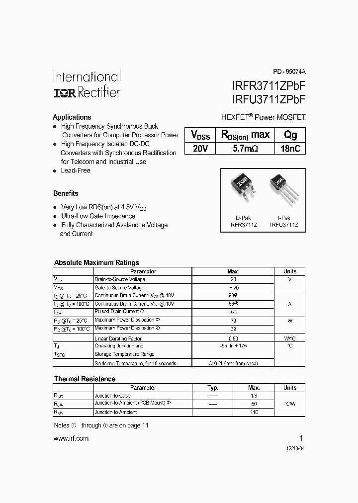 IRFU3711ZPBF_4125271.PDF Datasheet