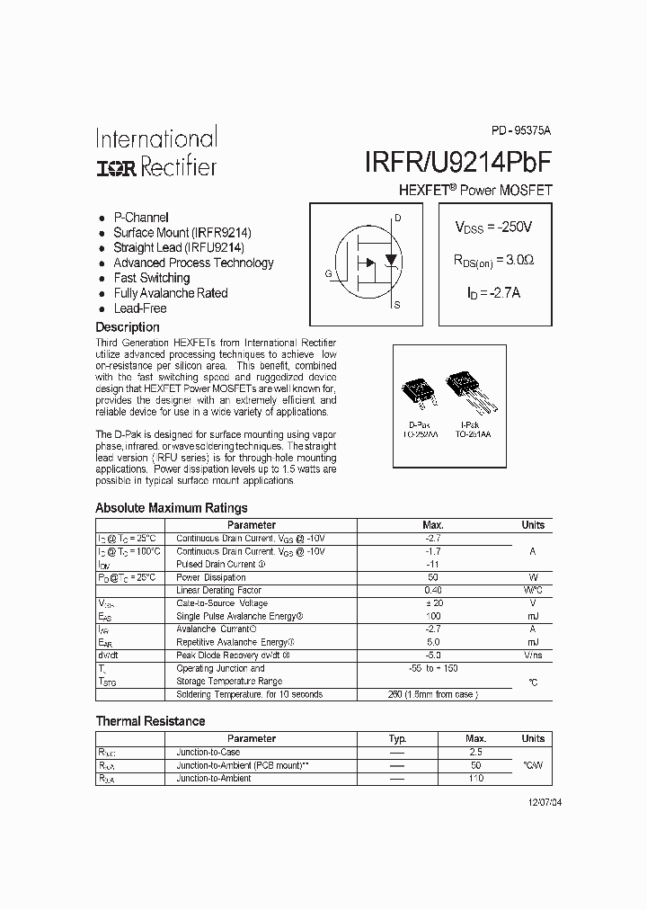 IRFR9214PBF_4113098.PDF Datasheet