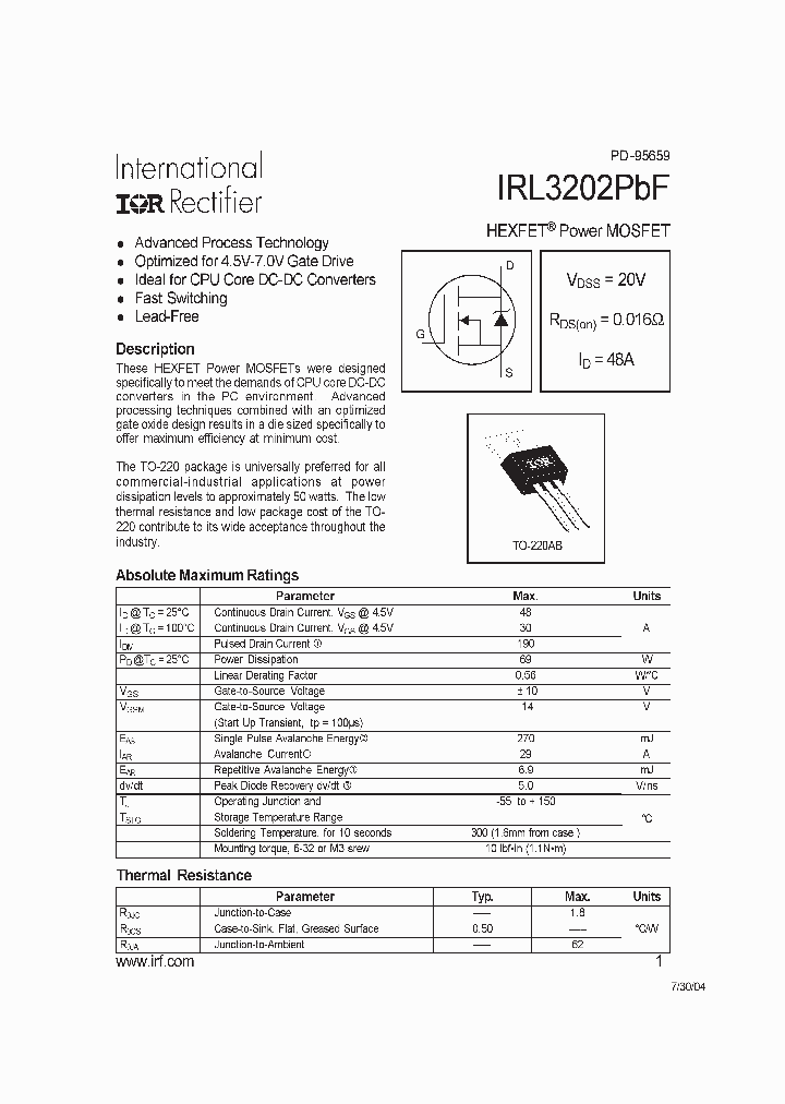 IRL3202PBF_4115625.PDF Datasheet