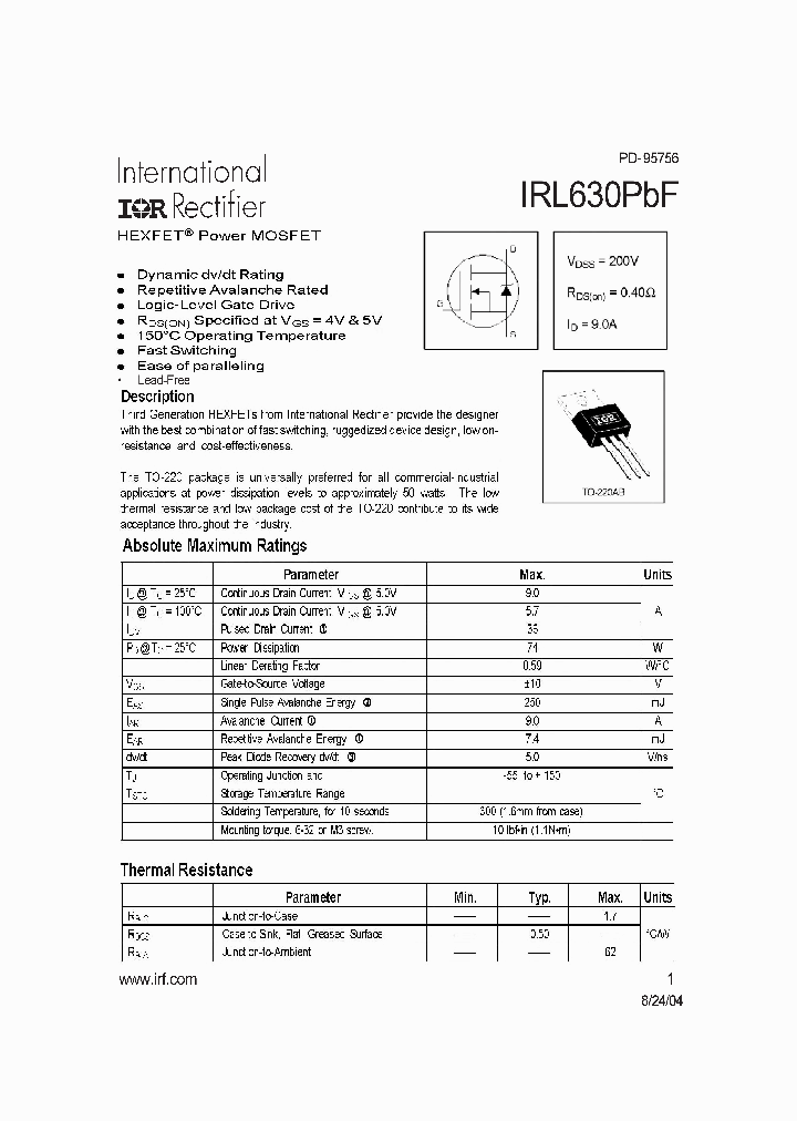 IRL630PBF_4115159.PDF Datasheet