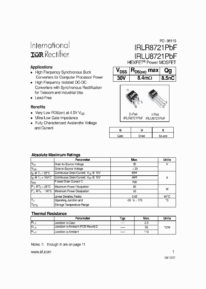 IRLR8721PBF_4127634.PDF Datasheet