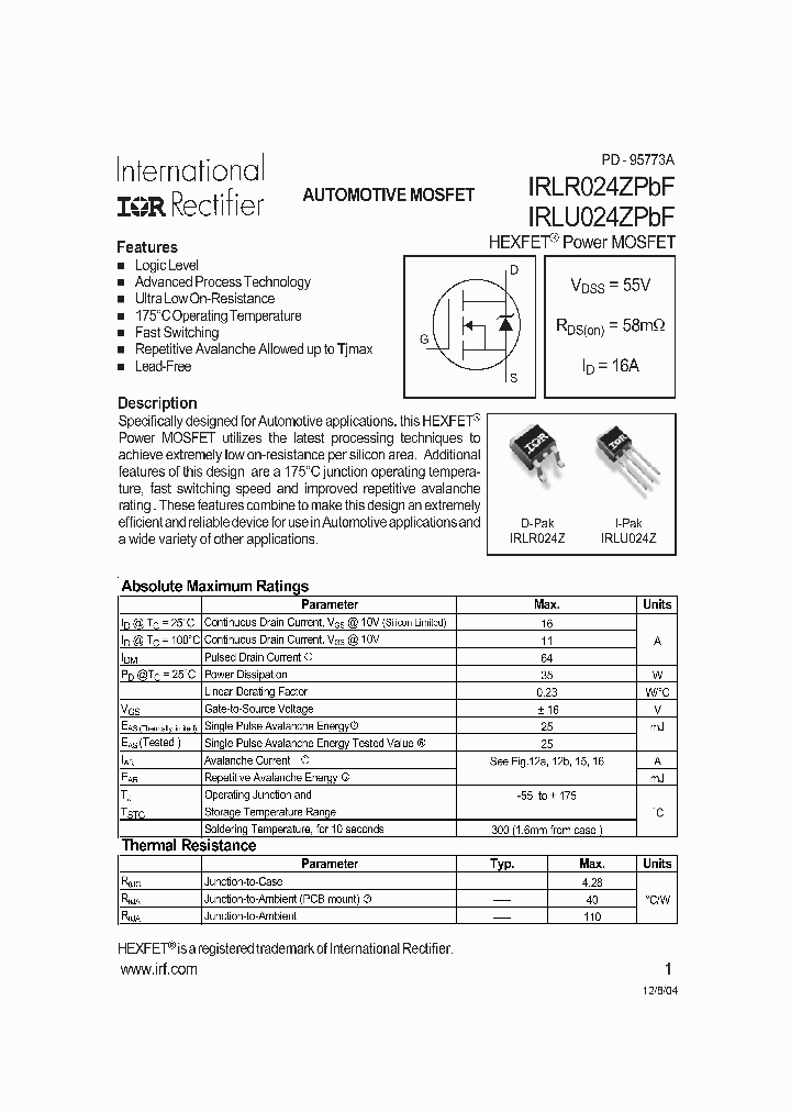 IRLU024ZPBF_4132534.PDF Datasheet