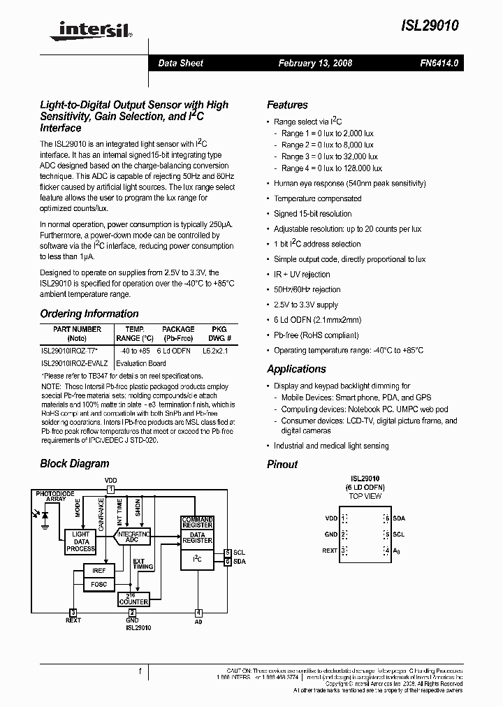ISL29010_4116483.PDF Datasheet