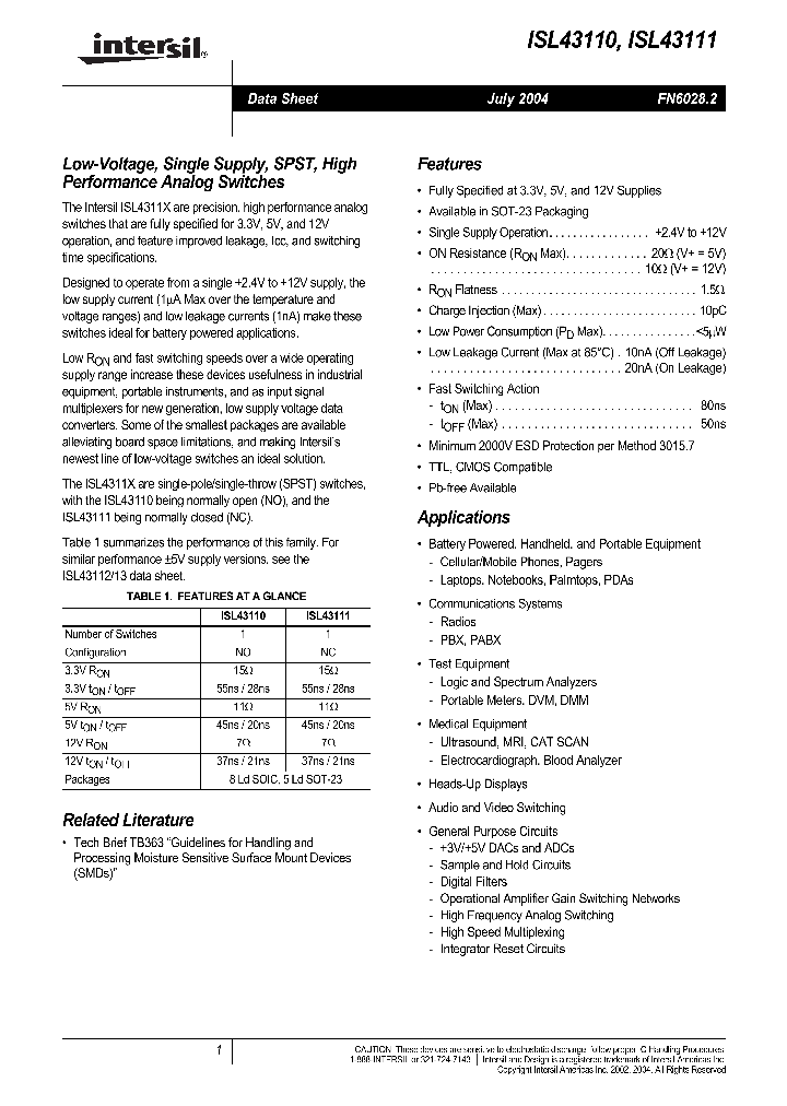 ISL43111_4100268.PDF Datasheet