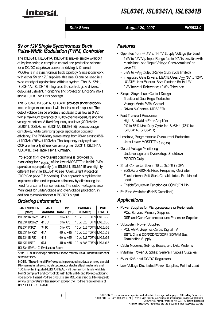 ISL6341_4102093.PDF Datasheet