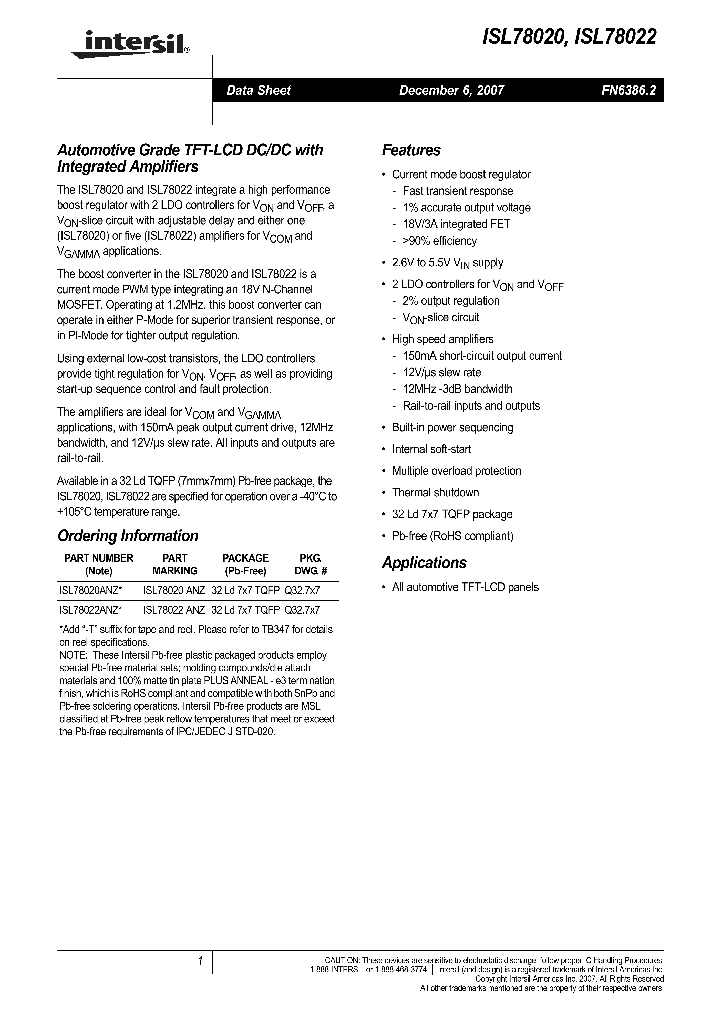 ISL78022ANZ_4132370.PDF Datasheet