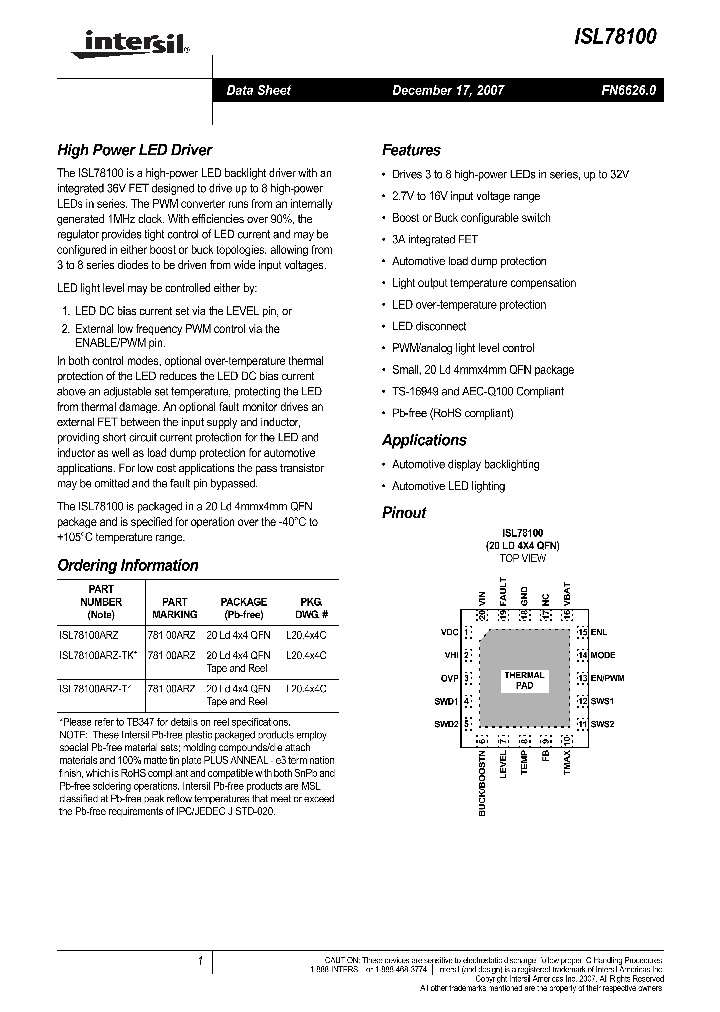 ISL78100ARZ-T_4132524.PDF Datasheet