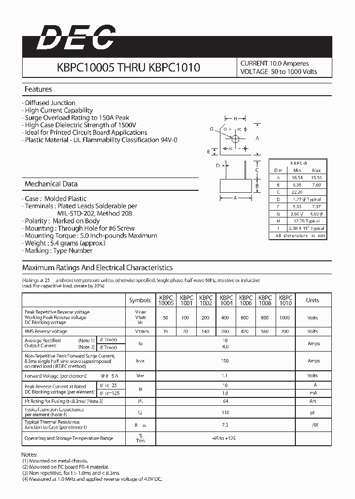KBPC1010_4150025.PDF Datasheet