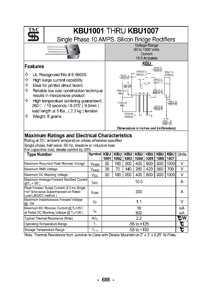 KBU1001_4116693.PDF Datasheet