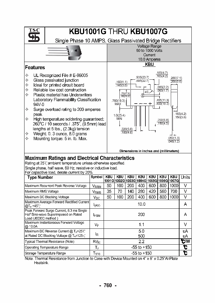 KBU1001G1_4116696.PDF Datasheet