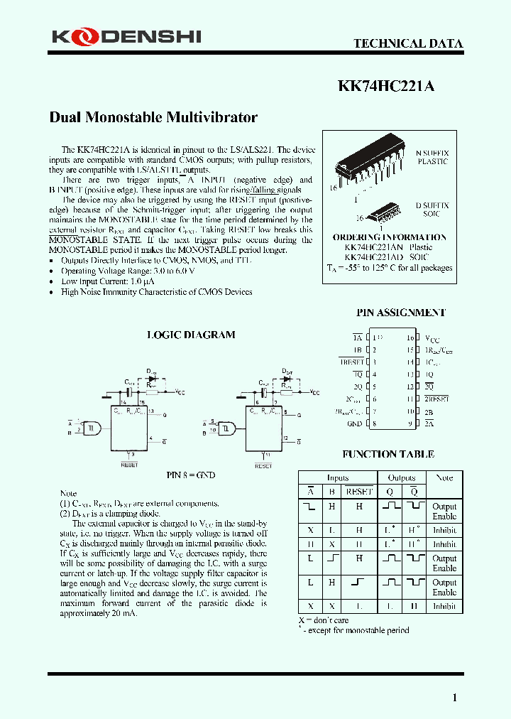 KK74HC221A_4163232.PDF Datasheet
