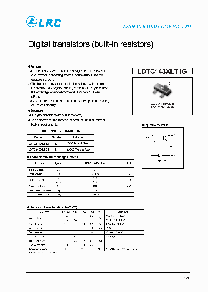 LDTC143XLT3G_4126336.PDF Datasheet