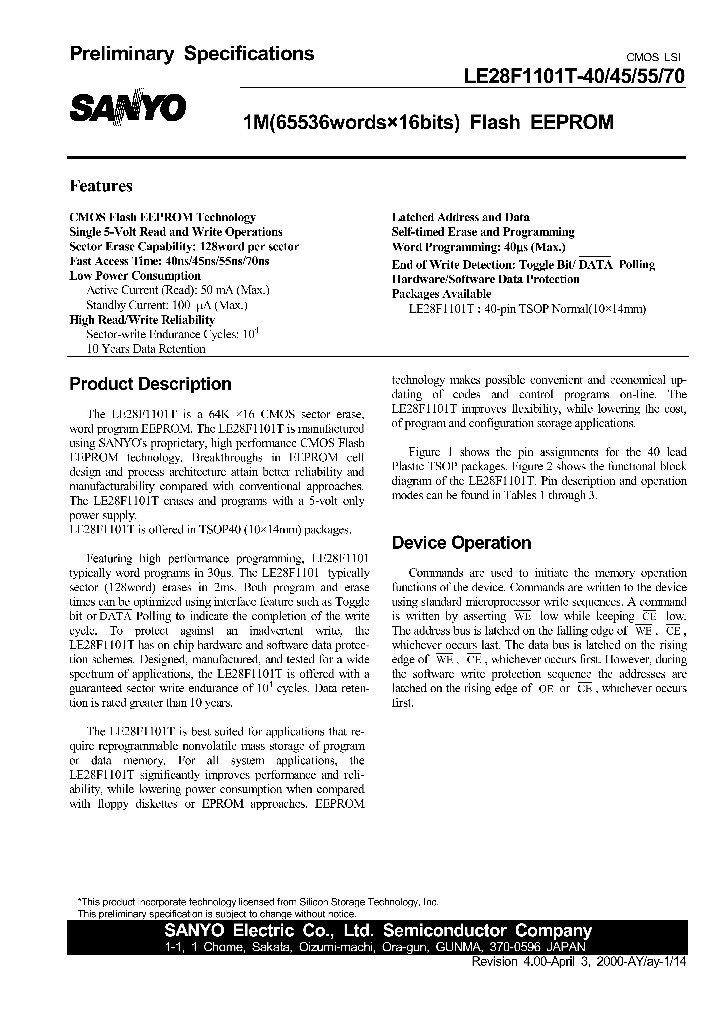 LE28F1101T-40_4103730.PDF Datasheet