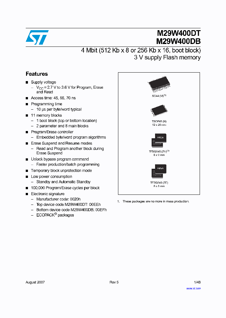 M29W400DT07_4132696.PDF Datasheet