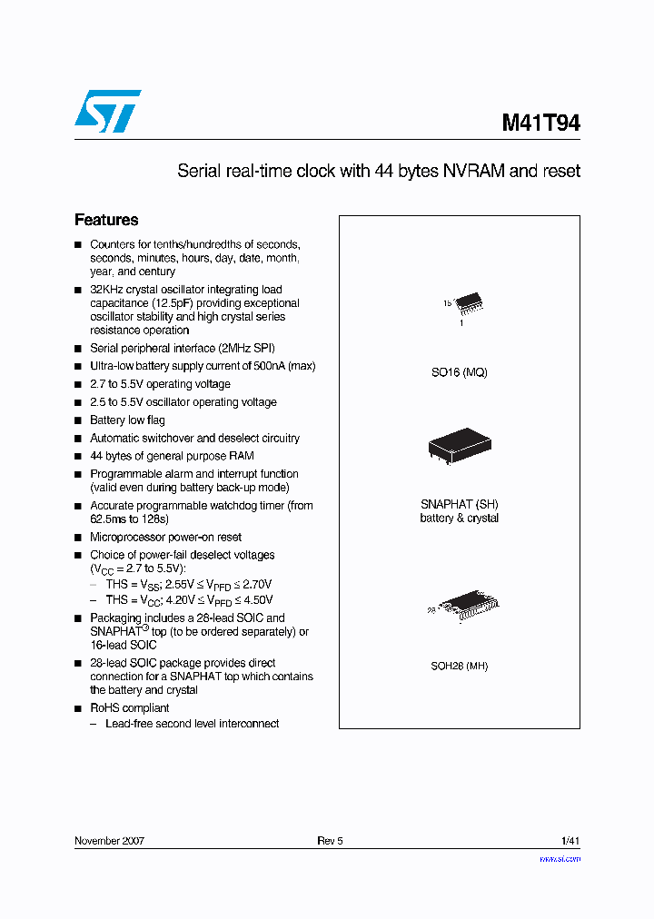 M41T9407_4121678.PDF Datasheet
