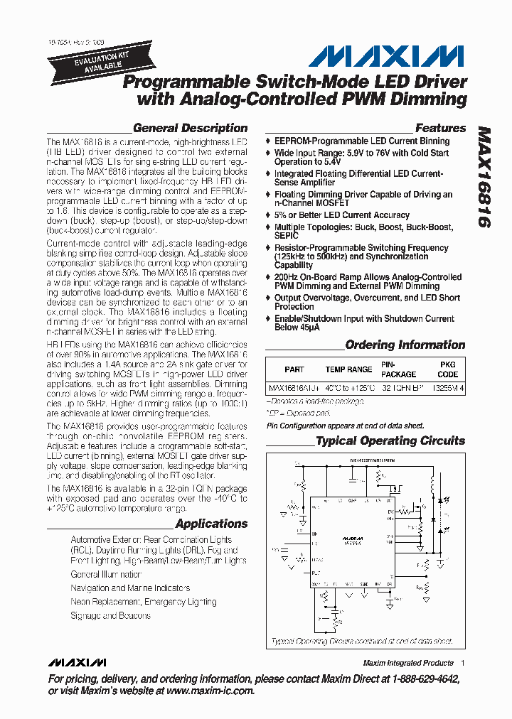 MAX16816_4114637.PDF Datasheet