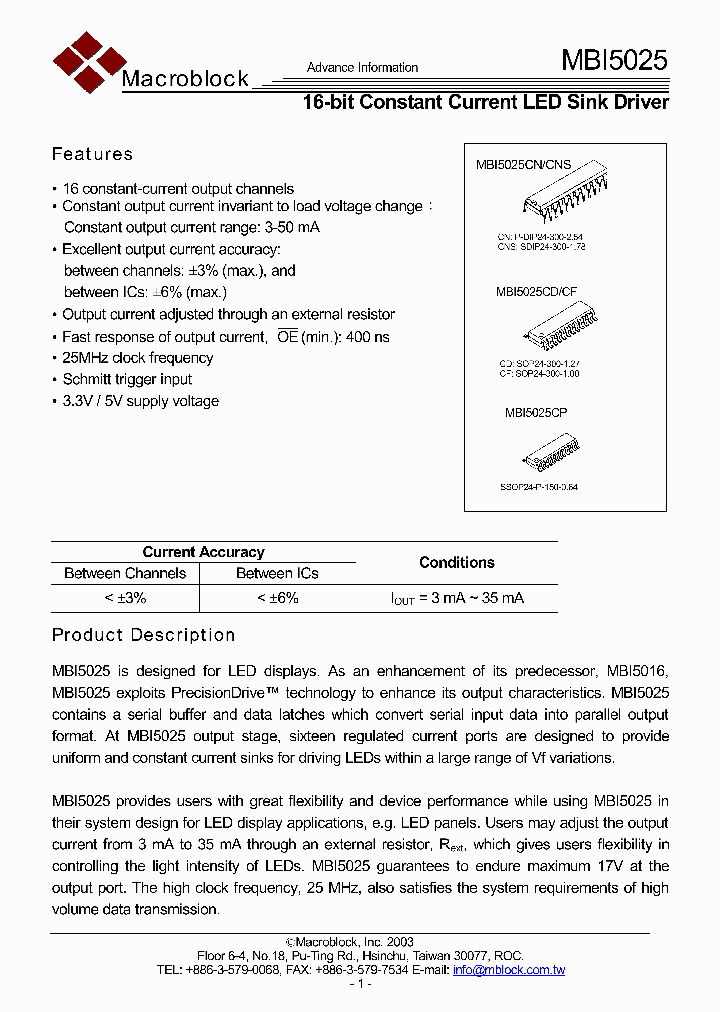 MBI5025_4115474.PDF Datasheet