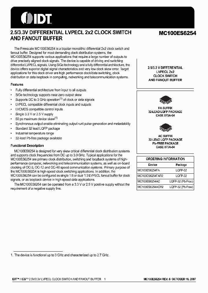 MC100ES6254FAR2_4134943.PDF Datasheet
