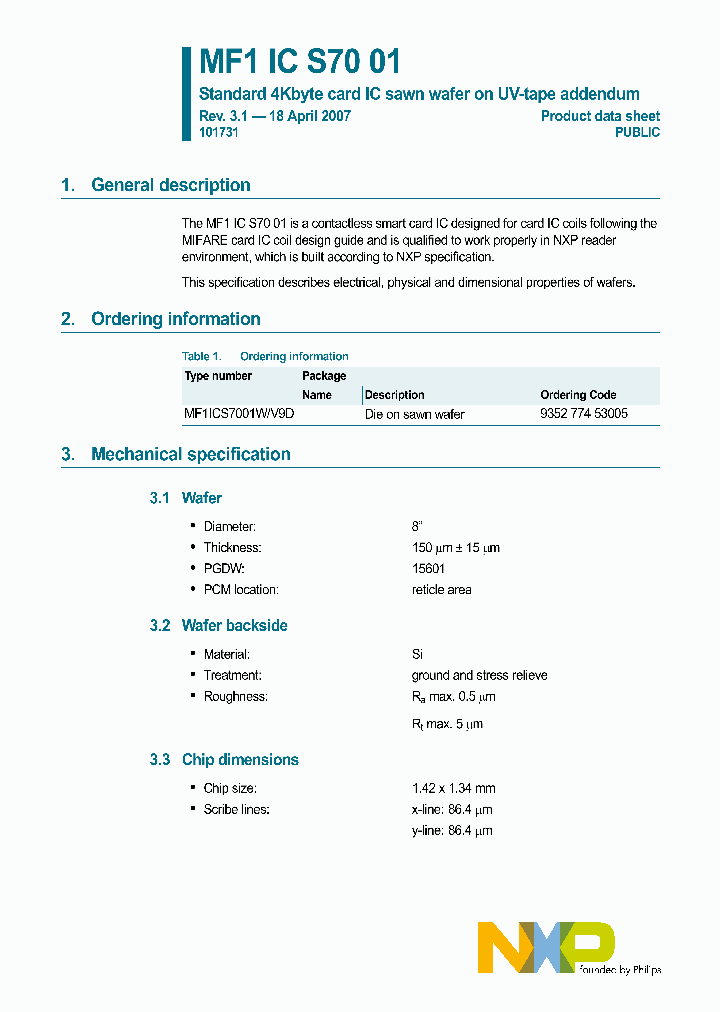 MF1ICS7001_4165135.PDF Datasheet