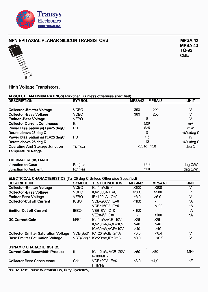 MPSA42_4116818.PDF Datasheet