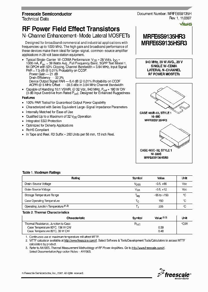 MRFE6S9135HSR3_4127565.PDF Datasheet