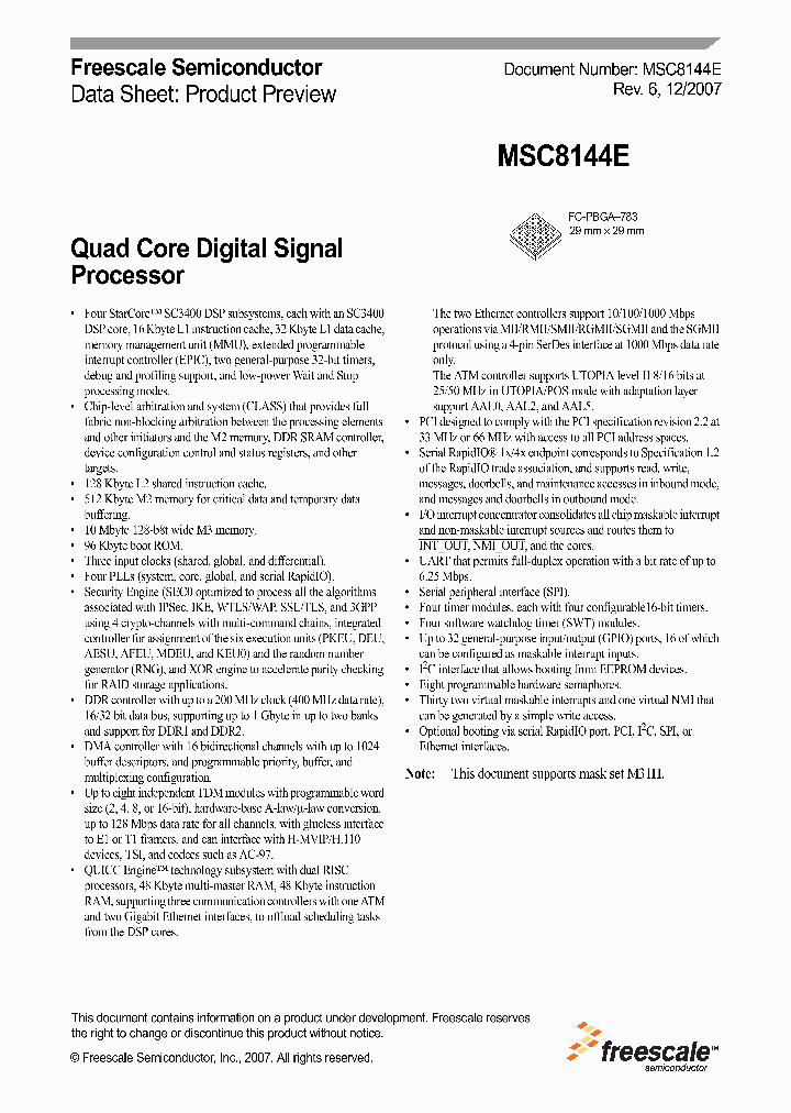 MSC8144E_4131797.PDF Datasheet