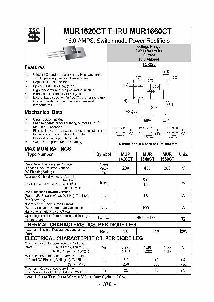 MUR1660CT_4145638.PDF Datasheet