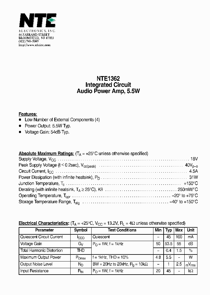 NTE1362_4126328.PDF Datasheet